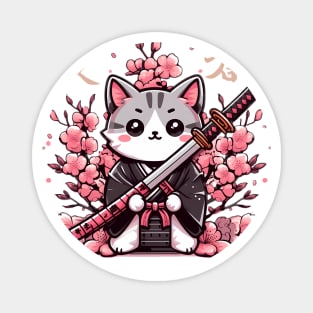 katana cat japanese culture Magnet